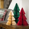 Northlight Accordion Honeycomb Foldable Paper Christmas Trees - 15" - Set of 3 - 3 of 4