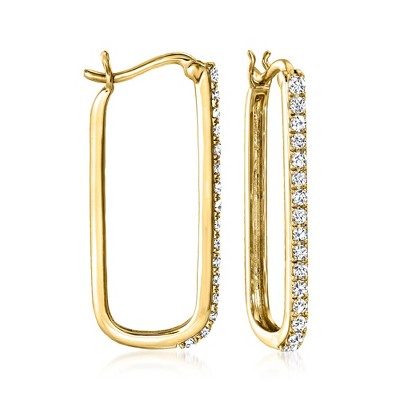Ross-Simons 0.50 ct. t.w. Diamond Paper Clip Link Hoop Earrings in 18kt Gold Over Sterling
