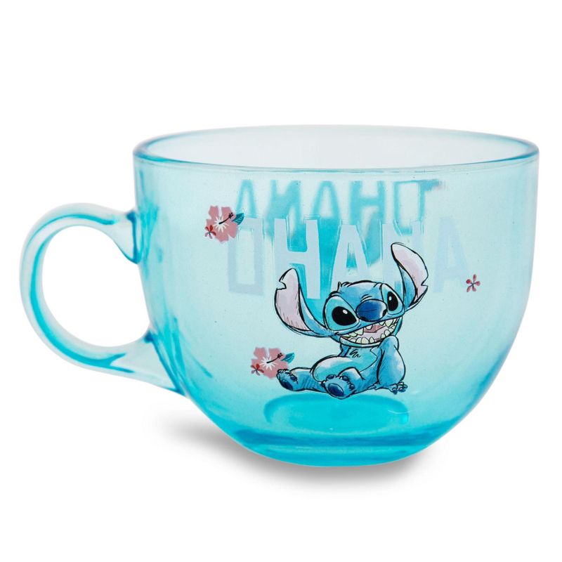 Silver Buffalo Disney Lilo & Stitch Ohana Glass Coffee Mug | Holds 16 Ounces, 1 of 7