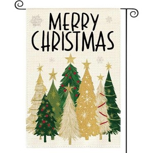 Lomsoe Merry Christmas Garden Flag 12x18 Inch Christmas Trees Winter Holiday Yard Outdoor Flag Red Christmas Gift Christmas Decor - 1 of 1
