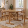HomeRoots 84" Light Brown Solid Wood Trestle Base Oval Dining Table - 2 of 4