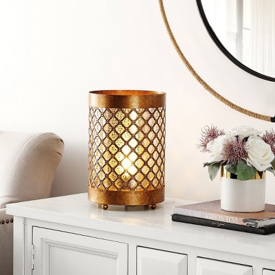 Elegant Borden Gold Mesh Hurricane Lamp Set, 11.5"