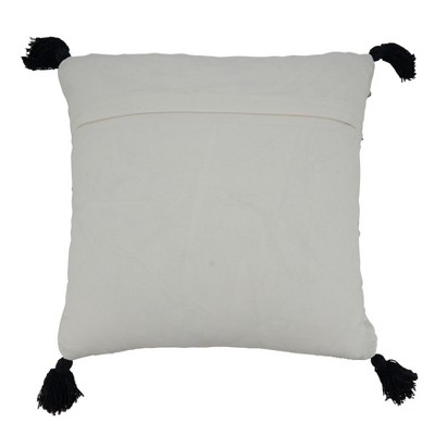 Black and White Striped Cotton Tassel Pillow Cover