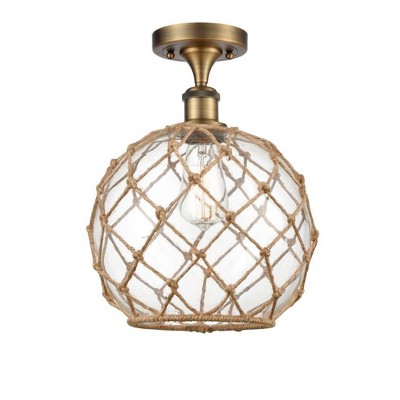 Farmhouse Rope - 1 Light Semi-Flush Mount In Industrial Style-15 Inches Tall and 10 Inches Wide