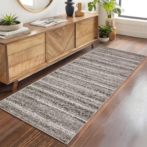 Machine Washable Runner Rugs 2x6 Modern Farmhouse Area Rugs with Non-Slip Backing Gradient Woven Hallway Rugs Non-Shedding Soft Low Pile Rug - 1 of 4