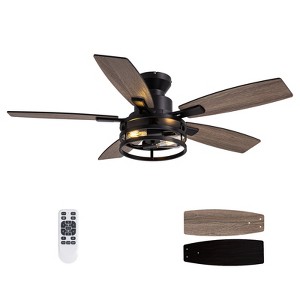 Siljoy 46 Inch Farmhouse Flush Mount Ceiling Fan with Light and Dual Blades (Remote Included 5 Blades)for Patio Bedroom and Living room - 1 of 4