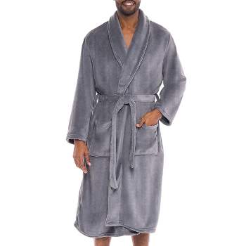 Men's Plush Fleece Robe, Soft Cozy Warm Wrap Around Bathrobe