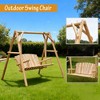 ORRD 2-Seater Wooden Porch Swing with A-Frame Stand, Solid Fir Wood Outdoor Swing Bench for Garden, Patio, Backyard, Complete Swing Set - 4 of 4
