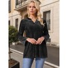 INSPIRE CHIC Women's Glitter Velvet V Neck Long Sleeves Sparkle Tunic Loose Party Blouse - 2 of 4