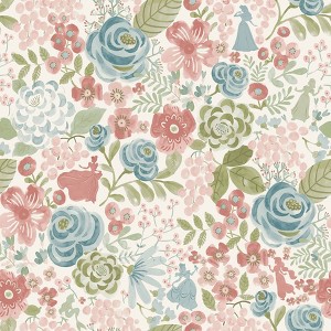 Disney Princess Watercolor Floral Kids' Peel and Stick Wallpaper Blush - 1 of 4