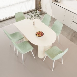 NicBex 63" Dining Table Set for 6 Cream Style Dining Table Round Wave Table Legs with 6 Chairs, Buy 6 Chairs and Get 2 Free - 1 of 4