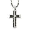 Chisel Stainless Steel with Black Carbon Fiber Inlay Cross Pendant on a 22" Box Chain Necklace - 2 of 4