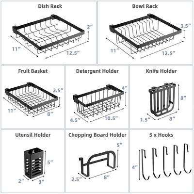 Costway Over Sink Dish Drying Rack 2 Tier Adjustable (21''-39'') Length w/ 8 Hooks