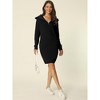 INSPIRE CHIC Women's Fall Winter Zipper V Neck Long Sleeve Slim Fit Casual Sweater Dress - 2 of 4
