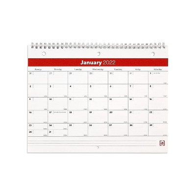 TRU RED 2022 8" x 11" Wall Calendar White/Red TR53915-22