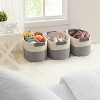 Ornavo Home 3 Pack Cotton Rope Shelf Storage Basket with Faux Leather Handles - 4 of 4