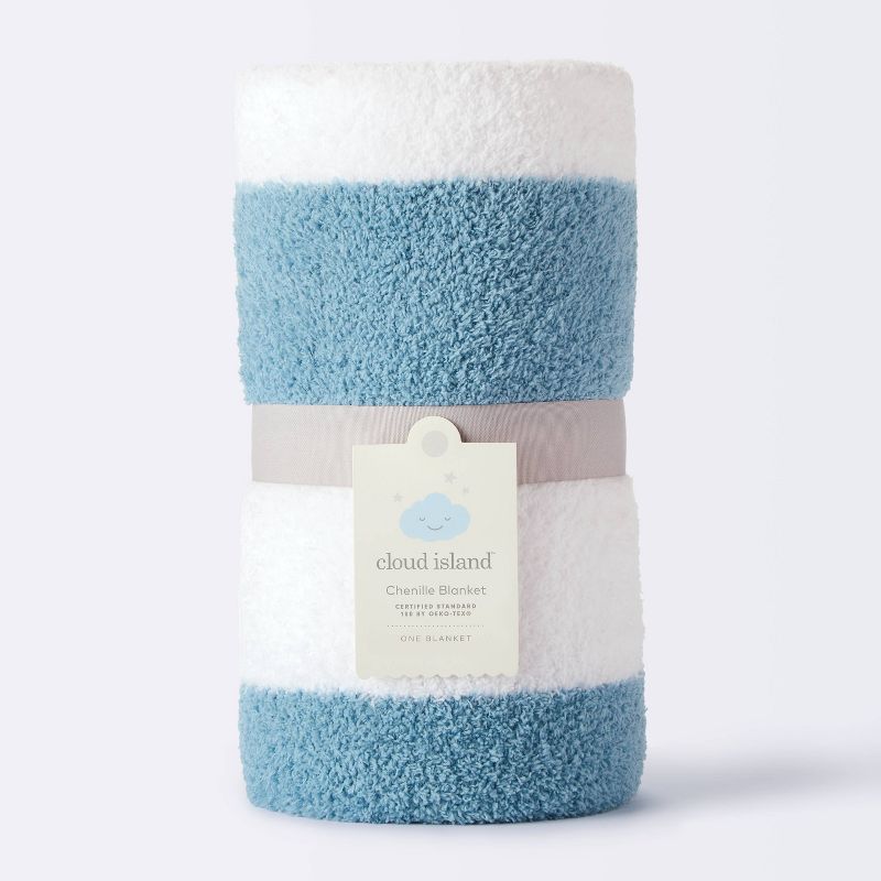 Chenille Stripe Baby Blanket - Blue and White Stripe - Cloud Island&#8482;, 5 of 6