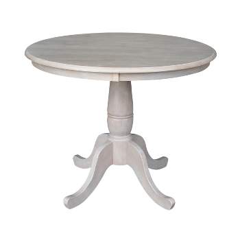 36"x36" Round Pedestal Dining Table Washed Gray Taupe - International Concepts