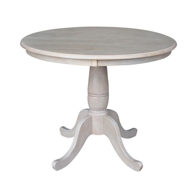 36&#34;x36&#34; Round Pedestal Dining Table Washed Gray Taupe - International Concepts, 1 of 7