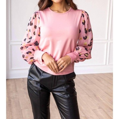 Women's The Leopard Dream Pink Balloon Sleeve Top - Grace + Emma