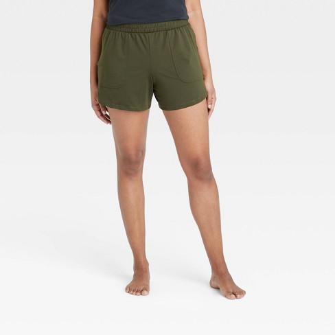 Women's Mid-rise Knit Shorts 5 - All In Motion™ Olive Green L : Target
