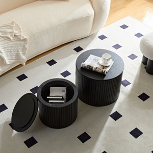 NicBex 19.17" & 15.24" Nesting Coffee Table Set of 2,Space-Saving MDF Nesting Tables,Modern Round Coffee Tables for Living Room,Lounge - 1 of 4