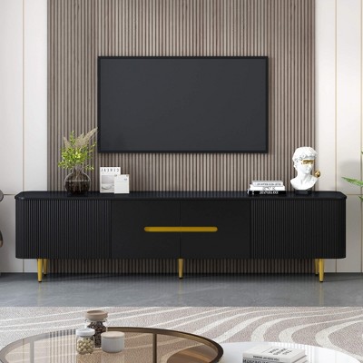 ORRD Minimalist TV Stand for TVs up to 85 inches, Modern Entertainment Center Media Console with 4 Spacious Cabinets for Living Room