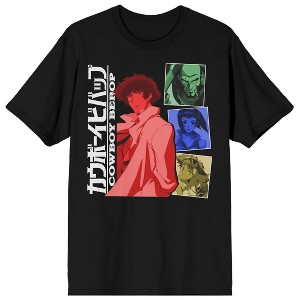 Cowboy Bebop Spike And Crew In Colors Crew Neck Short Sleeve Men's Black T-shirt - 1 of 3