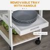 Boersma Mobile Kitchen Cart, Rolling Kitchen Island with Storage, Solid Wood Frame Utility Cart with Wire Fruit Baskets, Trays and Drawer, White - 4 of 4
