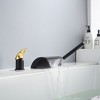 SUMERAIN Roman Bathtub Faucet 3 Hole Deck Mount High Flow Waterfall Tub Filler Black and Gold Finish - 2 of 4