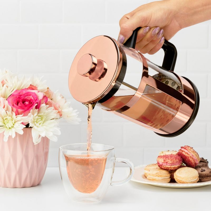 Pinky Up Piper Gold Press Pot Tea and Coffee Maker, 3 of 15