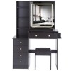 Ridstar 36.3 in. W Middle Size Left Bedside Cabinet Vanity Table with Cushioned Stool & Hair Dryer Stand-Black - 2 of 4