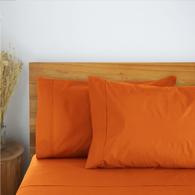 LuxClub 6 PC Autumn Orange Queen Microfiber Solid Performance Sheet Set, Soft Cooling Eco-Friendly Bed Sheets with 18in Deep Pockets