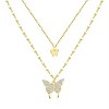 Hollywood Sensation Fluttering Elegance Butterfly Two Layer Necklace 14 Inches Gold - 3 of 4