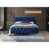 Omax Decor,France Wood and Fabric Upholstered Queen Platform Bed in Blue - 4 of 4