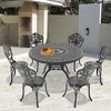 7-Piece Patio Set: Round Table & 6 Chairs - Cast Aluminum, All-Weather/Umbrella Hole & Adjustable Legs for Balcony/Backyard - 3 of 4