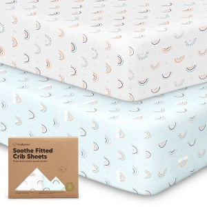 KeaBabies 2pk Soothe Fitted Crib Sheets Neutral, Organic Baby Crib Sheets, Fits Standard Nursery Baby Mattress - 1 of 4