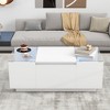 PAGED Modern Spliced Glass Top Coffee Table with Storage Drawers & High-Gloss Finish,Functional Open Storage Center Table for Living Room,Bedroom - 3 of 4
