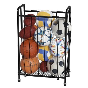 MOEPISY Ball Sports Organizer Storage Cart, Sports Equipment Organizer, Sports Ball Rack With Elastic Rope - 1 of 4