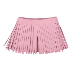 Unique Bargains Soft Faux Leather Double Side Fringe Trim for DIY Sewing - 1 of 4