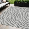 Gray Silver And Ivory Geometric Washable Indoor Outdoor Area Rug - 2 of 4