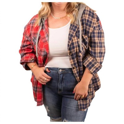Women's Marnie Plaid Oversized Hoodie - Haptics