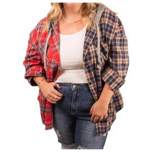 Women's Marnie Plaid Oversized Hoodie - Haptics - 1 of 3