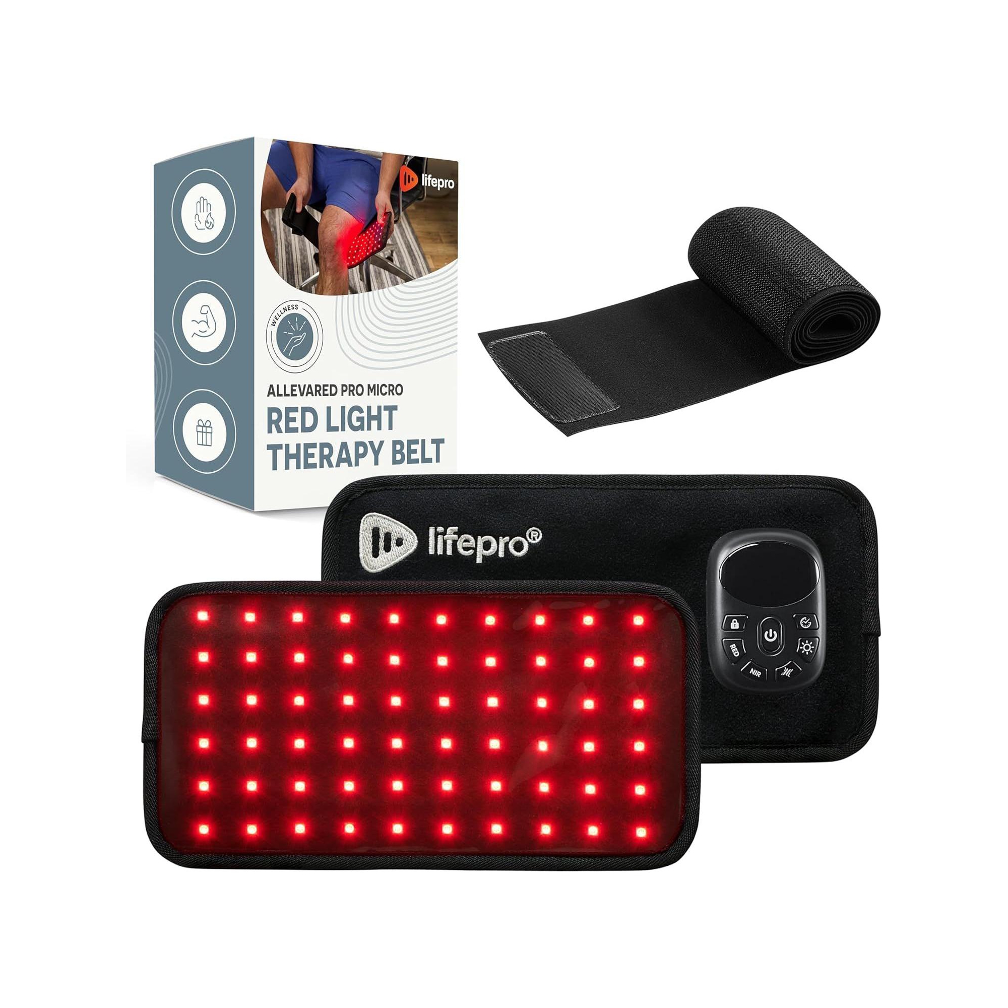 LifePro AllevaRed Micro Red Light Therapy Belt – 660nm & 850nm Infrared Light Therapy Pad for Back, Belly & Hip, Wireless Rechargeable