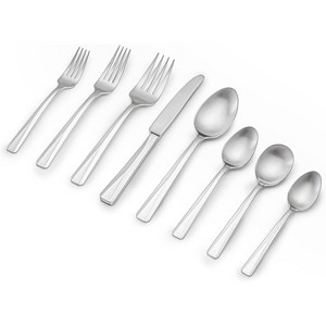 Table 12 50 Piece Flatware Set, Stainless Steel Kitchen Utensils Set, Sophisticated Silverware with Modern Distressed Finished, Dishwasher Safe - 1 of 4