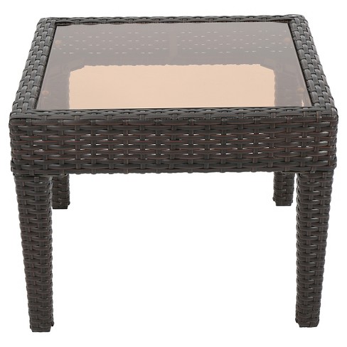 Antibes Wicker Patio Accent Table Brown Christopher Knight Home Target