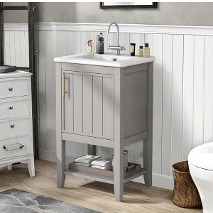 NicBex 20" Bathroom Storage Cabinet with Sink Bathroom Cabinets with 1 Spacious Cabinet, 1 Open Shelf for Bathroom - 1 of 4