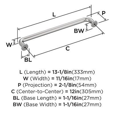 Polished Chrome 12-Inch Modern Industrial Appliance Pull