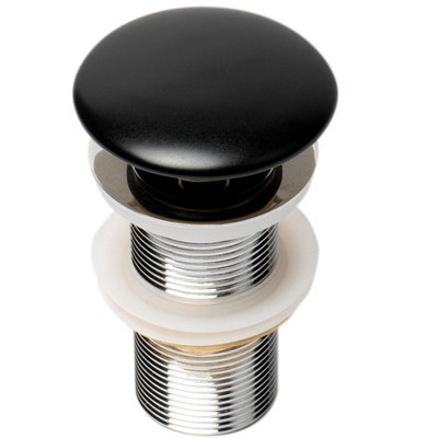 ALFI AB8055-BM Black Matte Ceramic Mushroom Top Pop Up Drain for Sinks without Overflow