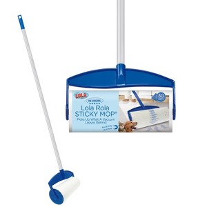 Lola Rola Sticky Mop, Giant Floor Lint Roller, 9" W x 3.5" Dia., Best Pet Hair Remover, Traps Dust, Dirt & Hair on Carpet, 30 Large Adhesive Sheets - 1 of 4